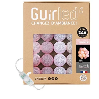 Abbildung von GuirLED Lichterkette Kugeln Baumwolle LED USB Nachtlicht Baby 2 Stunden Netzadapter 3 Intensitäten 24 2.4m Prinzessin