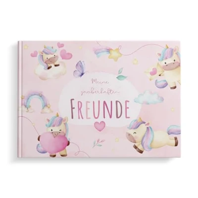 Abbildung von MeinBaby123® Freundebuch für Kinder, Freundschaftsbuch, Kindergarten, Schule, Mädchen, Freundschaftsalbum, Geschenk Mädchen Einhorn Album (Einhorn)