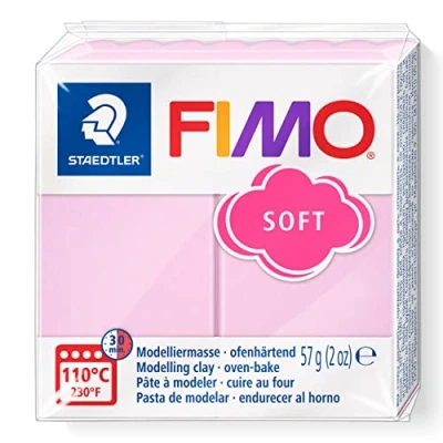 Abbildung von STAEDTLER ofenhärtende Modelliermasse FIMO soft, rose, weich und geschmeidig, speziell für Einsteiger Hobbykünstler, Normalblock 57g, 8020 205