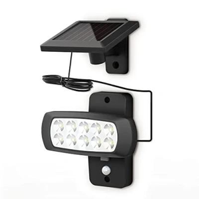 Abbildung von B.K.Licht Aussenlampe mit Bewegungsmelder, Solarpanel, schwenkbar, Solarlampen für außen, Garten, Bewegungsmelder aussen, Solarleuchten, Wandleuchte ohne Stromanschluss, 15,5x14,5x11 cm, Schwarz