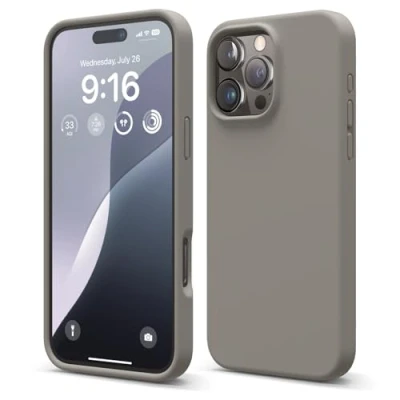 Abbildung von elago Premium Liquid Silikon Hülle Kompatibel mit iPhone 16 Pro Max Hülle, Ganzkörper Handyhülle, Stoßfest, Schlanke Kratzfester weicher Mikrofaser Innenfutter, 6.9 Zoll (Mittelgrau)
