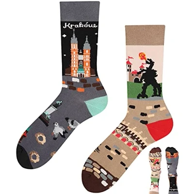 Abbildung von TODO Colours Lustige Socken mit Motiv Mehrfarbige, Bunte, Verrückte für die Lebensfreude (35 38, Krakau Socken)