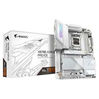 Abbildung von GIGABYTE X870E AORUS PRO Ice Mainboard Unterstützt AMD Ryzen 9000 CPUs, 16+2+2 Phasen Digital VRM, bis zu 8000MHz DDR5 (OC), 3xPCIe 5.0, Wi Fi 7, 2.5GbE LAN, USB 4