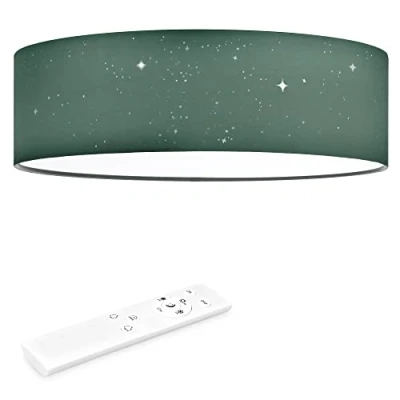 Abbildung von Navaris LED Deckenleuchte 40cm Dimmbar Farbtemperaturwechsel Fernbedienung 22W Dunkelgrün Sternenhimmel Wohnzimmer Lampe Schlafzimmer Deckenlampe Kinderzimmer Decke