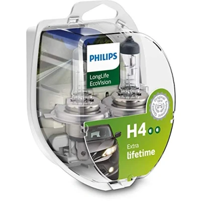 Abbildung von Philips 12342LLECOS2 LongLife EcoVision H4 Scheinwerferlampe, 2 er Kit