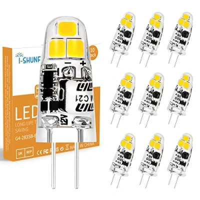 Abbildung von I SHUNFA 10er Pack g4 1.2W LED Lampen Kaltweiß 6000K AC/DC 12V Leuchtmittel Ersatz 15w Halogen für Schlafzimmer, Küche, Esszimmer, Büro