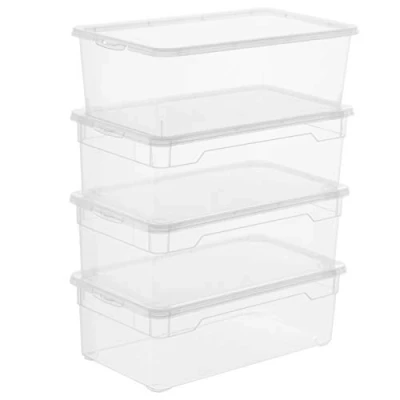 Abbildung von Rotho Clear 4er Set Aufbewahrungsbox 5l mit Deckel, Kunststoff (PP) BPA frei, transparent, 4 x (33.0 19.0 11.0 cm)