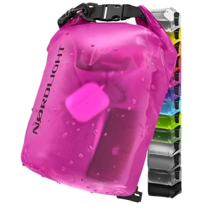 Abbildung von Nordlight Dry Bag 2L Wasserdichter Beutel (Pink) Packsack Mit Roll Top Verschluss Und Schultergurt Schwimmen, Baden, Strand, Kanu, Stand Up Paddling, Tauchen