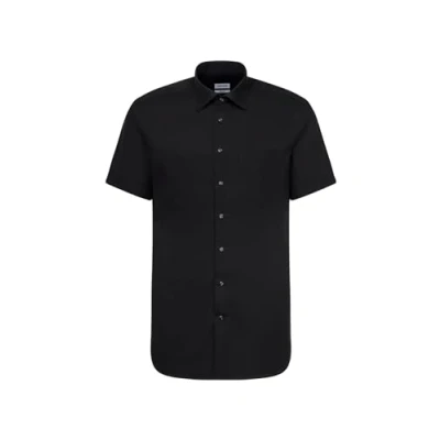 Abbildung von Seidensticker Herren Mens Regular Shortsleeve Klassisches Hemd, Schwarz(001001), 48 EU