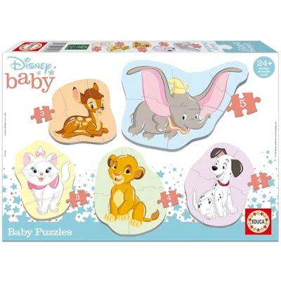 Abbildung von Educa Disney, Baby Puzzleset mit 5 Puzzles für Kinder ab 24 Monaten, Bambi, Dumbo, 101 Dalmatiner, Aristocats, König der Löwen (18591)