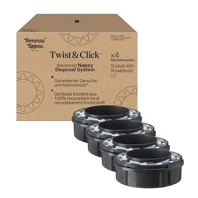 Abbildung von Tommee Tippee Twist &amp; Click Advanced Windelbehälter, Original Nachfüllkassetten, exklusive 4er Packung, für einfaches Nachfüllen und ein tolles Preis Leistungs Verhältnis (Verpackung kann variieren)