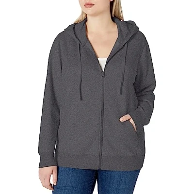 Abbildung von Amazon Essentials Damen Fleece Hoodie mit durchgehendem Reißverschluss (in Übergröße erhältlich), Kohlegrau Meliert, S