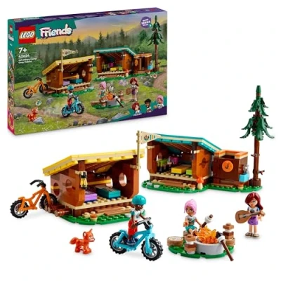 Abbildung von Lego Friends Gemütliche Hütten im Abenteuercamp, Spielset für Rollenspiele in freier Natur, Kinderspielzeug Mädchen und Jungen ab 7 Jahren mit 3 Spielfiguren Fuchs, Camping Spielzeug 42624