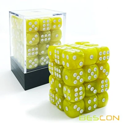 Abbildung von Bescon Würfel w6 12mm 36er Brick Box, Six Sided Die (36) Block of Dice, Marmor Pearl Yellow