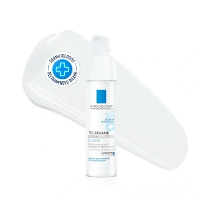 Abbildung von La Roche Posay Regenerierendes Gesichtsfluid für empfindliche und zu Allergien neigende Haut, 48 Stunden Feuchtigkeit, Mit Sphingobioma, Neurosensinen Niacinamid, Toleriane Dermallergo, 40 ml