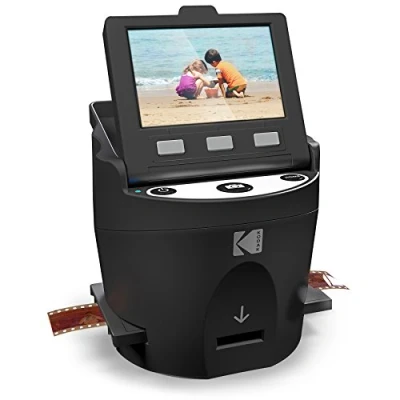 Abbildung von KODAK Digital Film Scanner, Konvertiert Negative und Filmdias 35mm, 126, 110, Super 8 8mm in JPEG inkl. großem neigbarem 3,5 Zoll LC Display EasyLoad Filme RODFS35 Schwarz