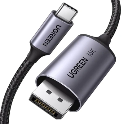Abbildung von UGREEN USB C DisplayPort 2.1 Kabel 16K@30Hz 8K@120Hz 4K@240Hz 2K@240HZ, 40Gbps Thunderbolt 3/4 auf DP Kabel, HDR, UHBR10, Kompatibilität mit iPhone 15 Serie, Mac mini M4, Macbook Pro/Air, iPad Pro(1M)