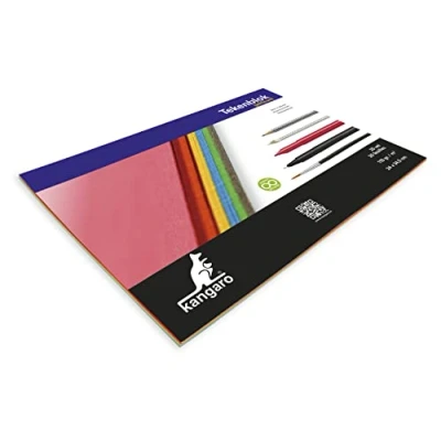 Abbildung von Zeichenblock Kangaro A4+ (24x34,5mm) 110g, 20 Blatt sortiert rot, orange, gelb, blau, grün