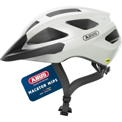 Abbildung von ABUS Rennradhelm Macator MIPS Fahrradhelm für Einsteiger mit Schirm geeignet Zopfträger Damen und Herren Weiß, Größe S, S (51 55 cm)