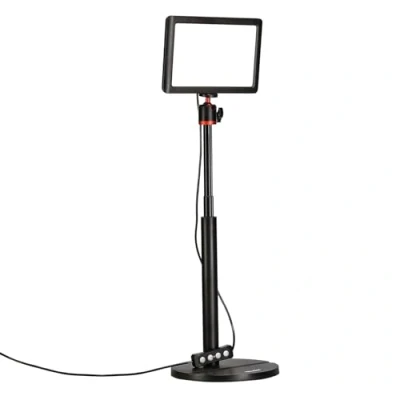 Abbildung von Rollei Lumis Key Light, LED Videolicht inkl. Tischstativ mit Fernbedienung am Kabel zum Ausleuchten von Video Streams und Konferenzen 28555 schwarz
