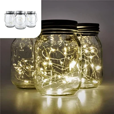 Abbildung von Gadgy Solarglas für Außen Wasserdicht Set 3 Stück Gartendeko Draußen Balkon licht Terrassendeko Windlichter Outdoor Solar Glas Mason Jar Lichtglas Deko