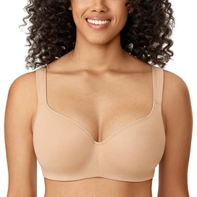 Abbildung von DELIMIRA Damen T Shirt BH mit Bügel Nahtloser Große Größen Gepolstert Taupe Tan 80F