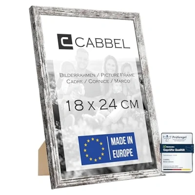 Abbildung von CABBEL Bilderrahmen 18x24 cm, Birke, stabiles MDF Holz Rahmen, bruchsicherem Plexi Glas, zum Aufhängen &amp; Aufstellen, ideal für Fotos/Bilder/Collage