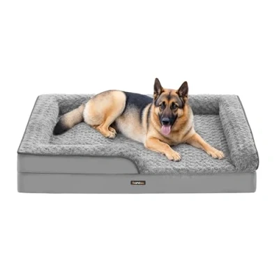 Abbildung von Feandrea Orthopädisches Hundebett für große Hunde, wasserdichtes Hundesofa mit abnehmbarem Plüsch Bezug, 122 x 89 18 cm, Taubengrau PGW254G01