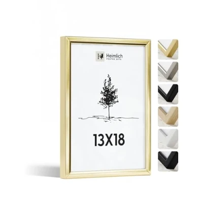 Abbildung von Heimlich® 1x Bilderrahmen 13x18 cm Gold Metall Rahmen 1 Pack Dokumentenrahmen Klein Collage Metallrahmen Alu Poster Aluminium Picture Frame Fotorahmen