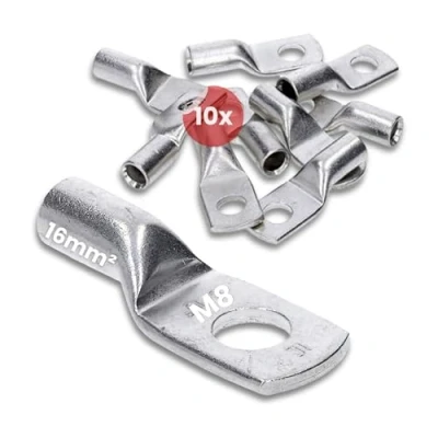 Abbildung von 10 Stück Kalitec HR16 8 Handelsübliche Rohrkabelschuhe 16mm² M8 I ohne Sichtloch Made in Germany