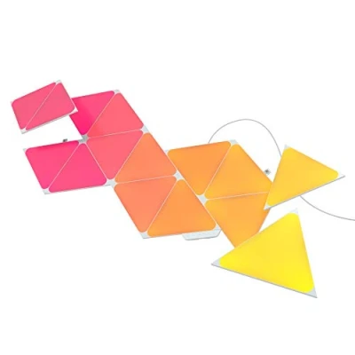 Abbildung von Nanoleaf Shapes Triangle Starter Kit, 15 Smarten Dreieckigen LED Panels RGBW Modulare WLAN 16 Mio Farben Wandleuchte Innen, Musik &amp; Bildschirm Sync, Funktioniert mit Alexa Google Apple