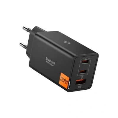 Abbildung von Spigen ArcStation Essential GaN 67W 3 Port USB C &amp; A Ladegerät, PPS Schnellladegerät, PD 3.0 Power Adapter für iPhone 16 Pro Max, Galaxy S25 Ultra, iPad Air, MacBook Air und mehr Schwarz