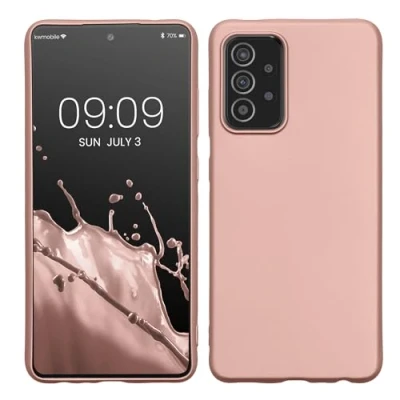 Abbildung von kwmobile Case kompatibel mit Samsung Galaxy A52 / 5G A52s Hülle Schutzhülle aus Silikon metallisch schimmernd Handyhülle Metallic Rosegold