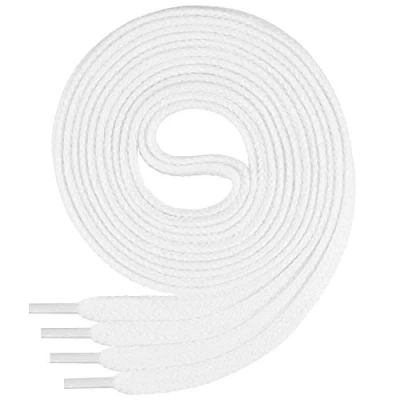 Abbildung von Di Ficchiano 1Paar flache SCHNÜRSENKEL aus 100% Baumwolle für Sneaker Sportschuhe sehr reißfest ca. 7 mm breit elastische Schnürsenkel weiße Farbe: white 120cm
