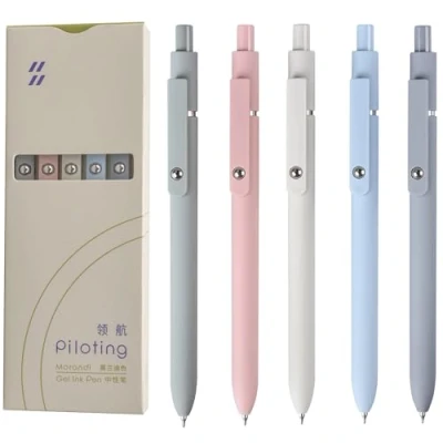 Abbildung von MengRan Piloting Gelschreiber Set, 0,5 mm feine Spitze, schnell trocknende Tinte, niedliche, ausgefallene Stifte für Frauen, Geschenke Frauen (5 Stück, Morandi schwarze Tinte)
