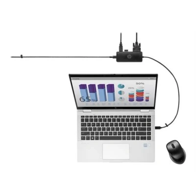 Abbildung von HP 235N8AA USB C Reisehub G2 (USB hub, 4 Ports, 2x A, HDMI, VGA) schwarz