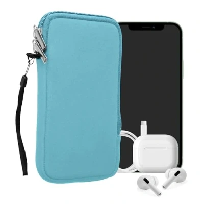 Abbildung von kwmobile Handytasche für Smartphones XL 6,7/6,8&quot; Neopren Handy Hülle Hellblau Tasche 17,2 x 8,4 cm Innenmaße