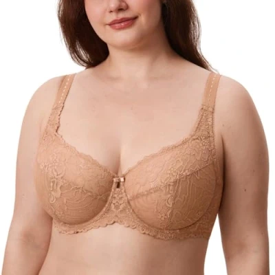 Abbildung von DELIMIRA Damen Minimizer BH Große Größen ohne Polster Vollschalen mit Spitze Kaum Buff 80D