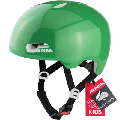 Abbildung von ALPINA HACKNEY Leichter, Bruchfester &amp; Optimal Klimatisierter Fahrradhelm Mit Nachrüstbarem LED Für Kinder, green gloss, 51 56 cm