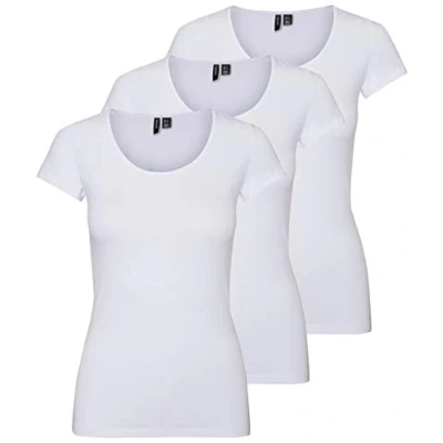 Abbildung von VERO MODA Damen VMMAXI My Soft SS U Neck GA 3PACK 10247489, Bright White/Bright White &amp; BR, M