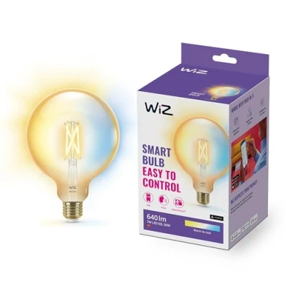 Abbildung von WiZ Tunable White Amber LED Lampe, Globe, E27, 50 W, Vintage Design, dimmbar, kalt bis warmweiß, smarte Steuerung per App/Stimme über WLAN