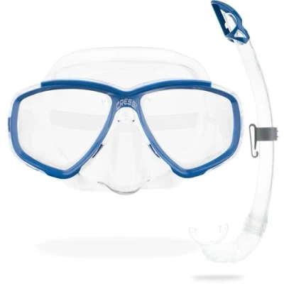 Abbildung von Cressi Perla Unisex Erwachsene Schnorchelset Maske + Schnorchel Mexico, Transparent/Blau, Einheitsgröße