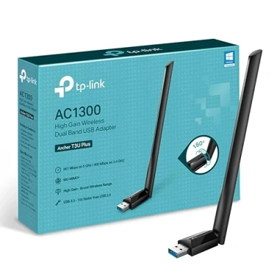 Abbildung von TP Link Archer T3U Plus AC1300 High Gain USB WLAN Stick Adapter mit Antennen(bis zu 867 Mbit/s 5GHz, 400 2,4GHz, Kompatibel Windows 11/10/8.1/8/7, Mac OS 10.15 und früher）