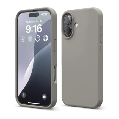 Abbildung von elago Premium Liquid Silikon Hülle Kompatibel mit iPhone 16 Hülle, Ganzkörper Handyhülle, Stoßfest, Schlanke Kratzfester weicher Mikrofaser Innenfutter, 6.1 Zoll (Mittelgrau)