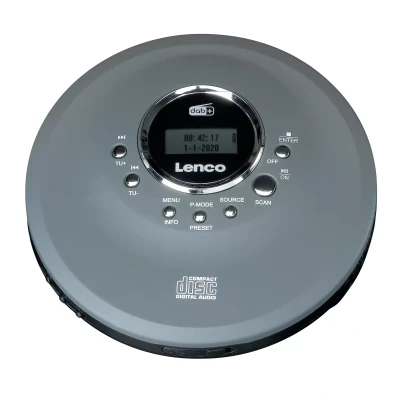 Abbildung von Lenco CD 400 Tragbarer Player Discman DAB+ Radio CD, R/RW, MP3 Senderspeicher Hörbuchfunktion Antishock integrierter Akku 1000mAH Grau