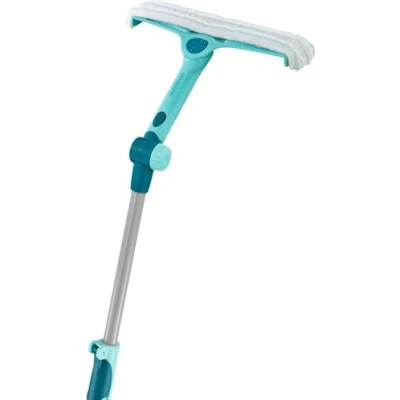 Abbildung von Leifheit Fensterwischer Window und Frame Cleaner L Telescope 200 cm, Abzieher mit Rundum Bezug reinigt trocknet, Scheibenabzieher Teleskopstiel Click System