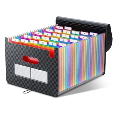 Abbildung von ThinkTex Dokumentenmappe A4, 26 Taschen Erweitern Dateiordner Große Raum Fächermappe Datei Organizer Aktenordner Box Akkordeon Ordner Tragbar Sortiermappe für Zuhause oder Büro Dokumente