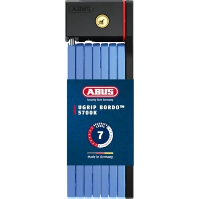 Abbildung von ABUS Faltschloss Bordo uGrip 5700K SH mit Halterung Fahrradschloss 5 mm starken Stäben Sicherheitslevel 7 100 cm Blau