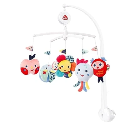 Abbildung von Fehn Musik Mobile COLOR Friends Baby Einschlafhilfe Musikspielzeug mit süßen Tieren Babymobile Spieluhr Melodie &quot;Träumerei&quot; Musikmobile Babybett Zubehör Spielzeug für Babys von 05 Monaten