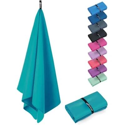 Abbildung von Fit Flip Microfaser Handtücher kompakt und leicht Mikrofaser Handtuch schnelltrocknend als Reisehandtuch, Sporthandtuch, Strandtuch Badetuch groß (1x 180x90cm, Petrol Blue)